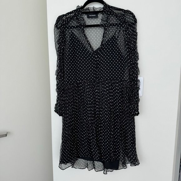 The Kooples Polka Dot Black Silk Dress with Slip - Small - Picture 4 of 6